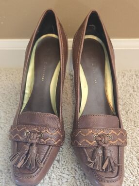 Nine & Co. Brown Tassel Heeled Loafers